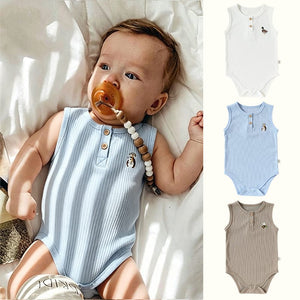 LITTLE WONDERS CHILDREN'S WEAR Jumpsuits Singlet Style Sleevless Onsie - Sky Blue, Taupe or Cream