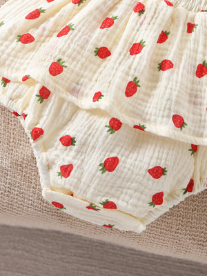 LITTLE WONDERS CHILDREN'S WEAR Dresses Strawberry Smocked Romper Dress & Matching Sun Hat