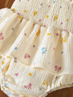 LITTLE WONDERS CHILDREN'S WEAR Dresses Bows & Geometrics Smocked Romper Dress & Matching Sun Hat