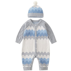 Little Wonders Children's Wear Jumpsuits Argyle Inspired Jumpsuit & Beanie in 100% Knitted Cotton