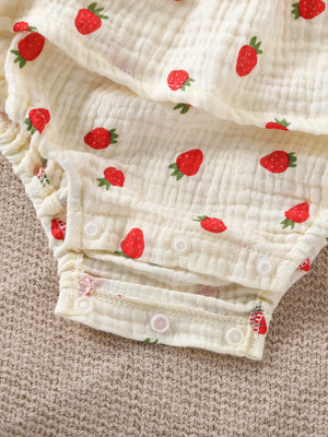 LITTLE WONDERS CHILDREN'S WEAR Dresses Strawberry Smocked Romper Dress & Matching Sun Hat