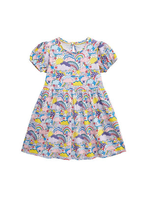 Little Wonders Children's Wear Dresses Girl's Short Sleeve Rainbow, Clouds & Stars Dress