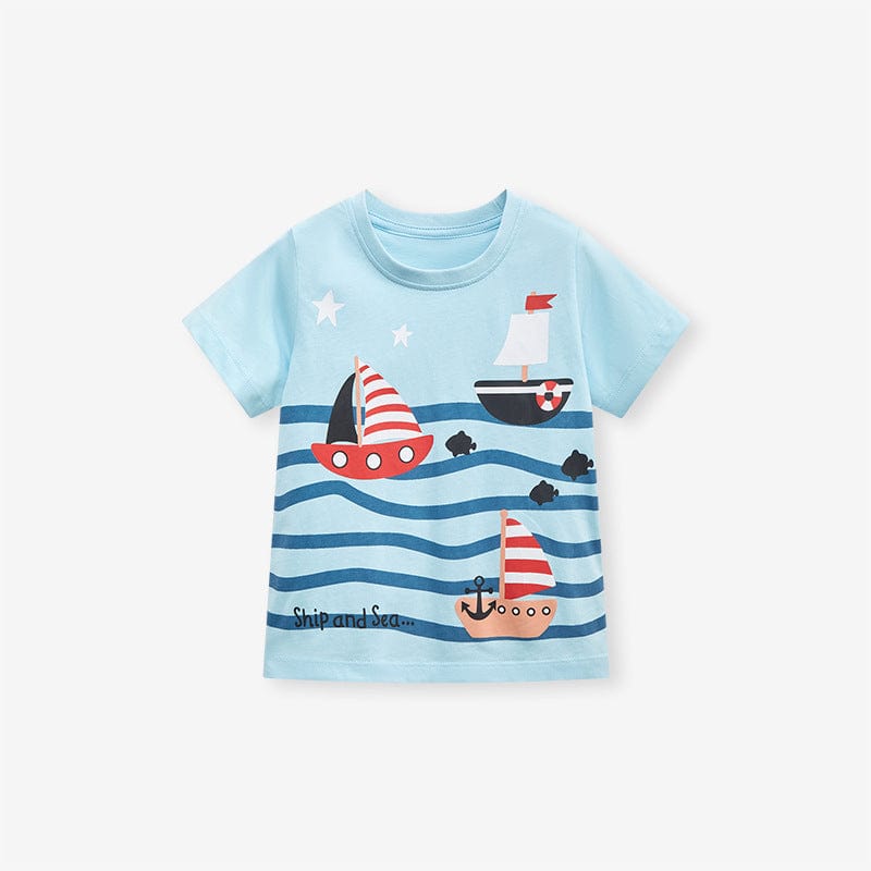 Little Wonders Children's Wear Tees Ship & Sea Print T-shirt