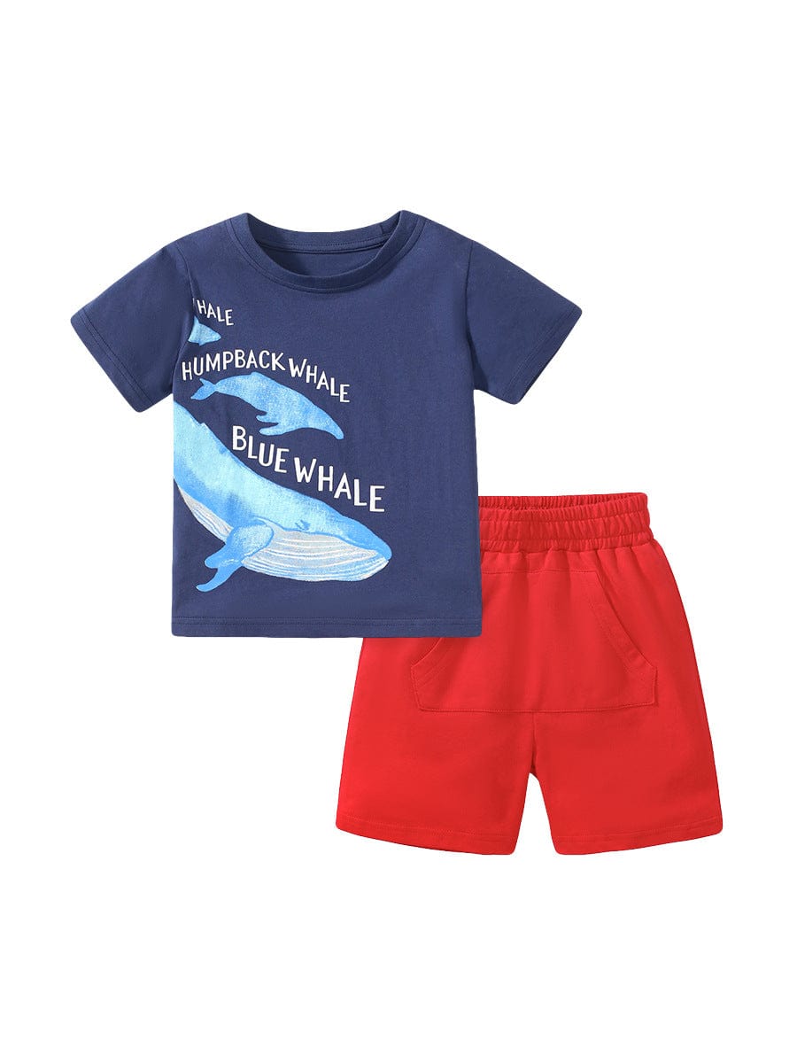 Little Wonders Children's Wear Shorts & Tops Whale Tee & Navy Blue Shorts - ON ORDER