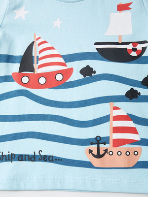 Little Wonders Children's Wear Tees Ship & Sea Print T-shirt