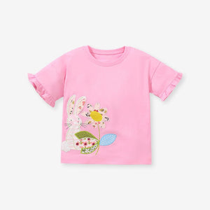 Little Wonder's Children's Wear Tees Rabbit & Floral Top