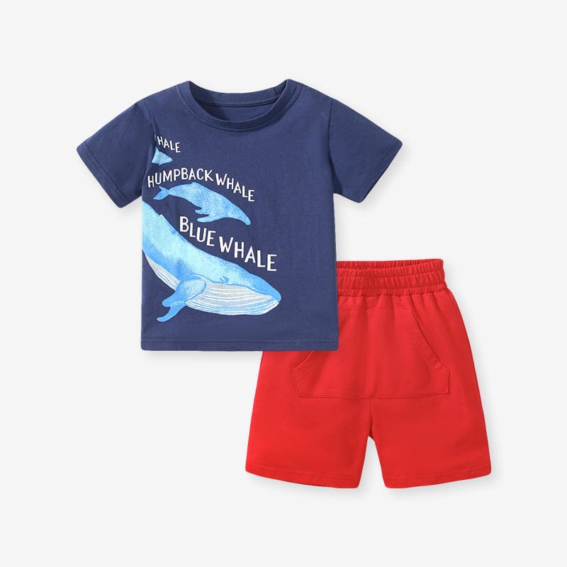 Little Wonders Children's Wear Shorts & Tops Whale Tee & Navy Blue Shorts - ON ORDER