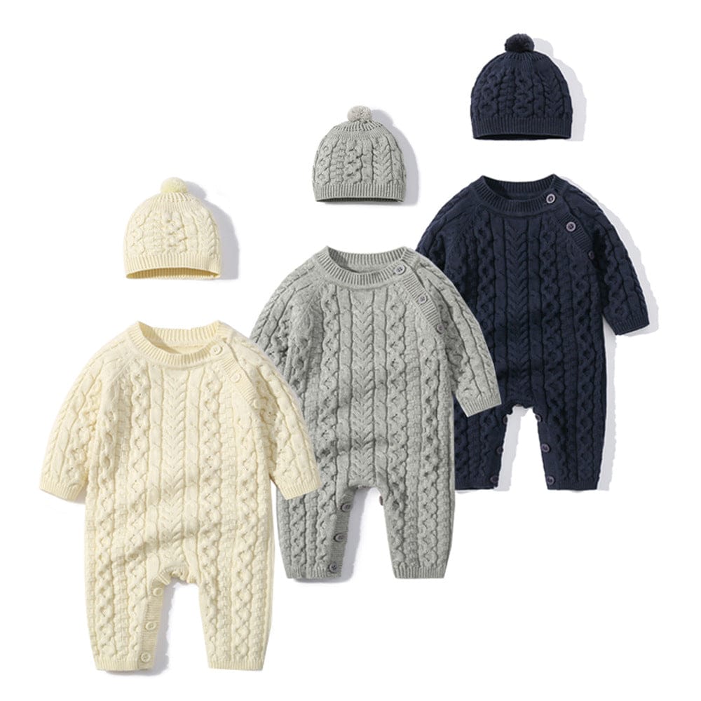 Little Wonders Children's Wear Jumpsuits Cable Knit Jumpsuit 100% Cotton in Navy or Grey