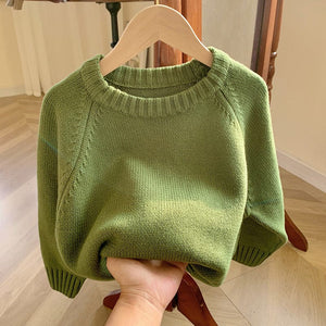 Little Wonders Children's Wear Sweaters Olive Green Knitted Sweater 100% Cotton