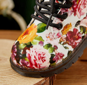 White floral outlet boots