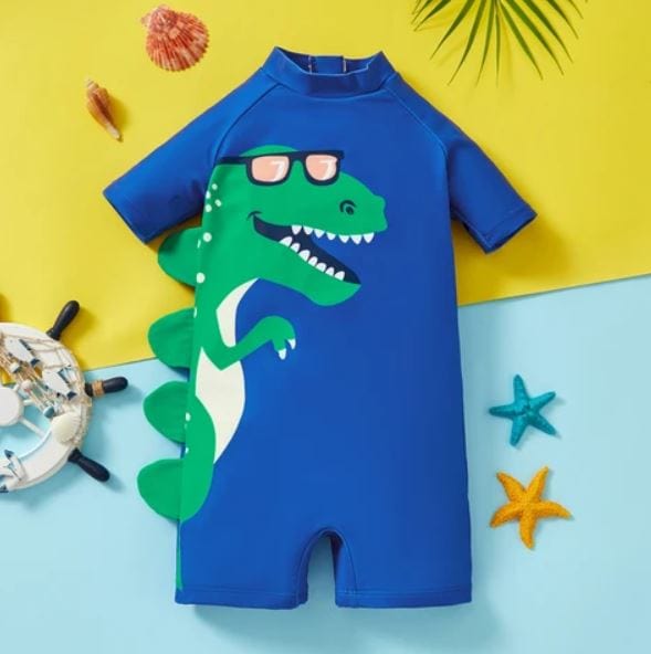 Little Wonders Children's Wear Swimmers Dinosaur With Glasses Swim Suit