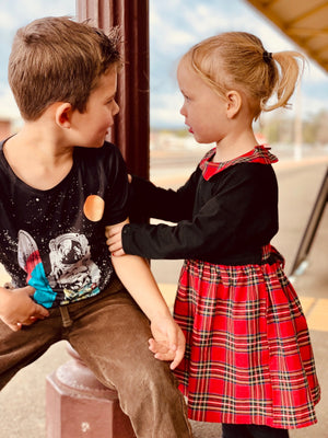 LITTLE WONDERS CHILDREN'S WEAR Dresses Girls Red Tartan Dress