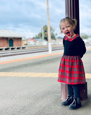 LITTLE WONDERS CHILDREN'S WEAR Dresses Girls Red Tartan Dress