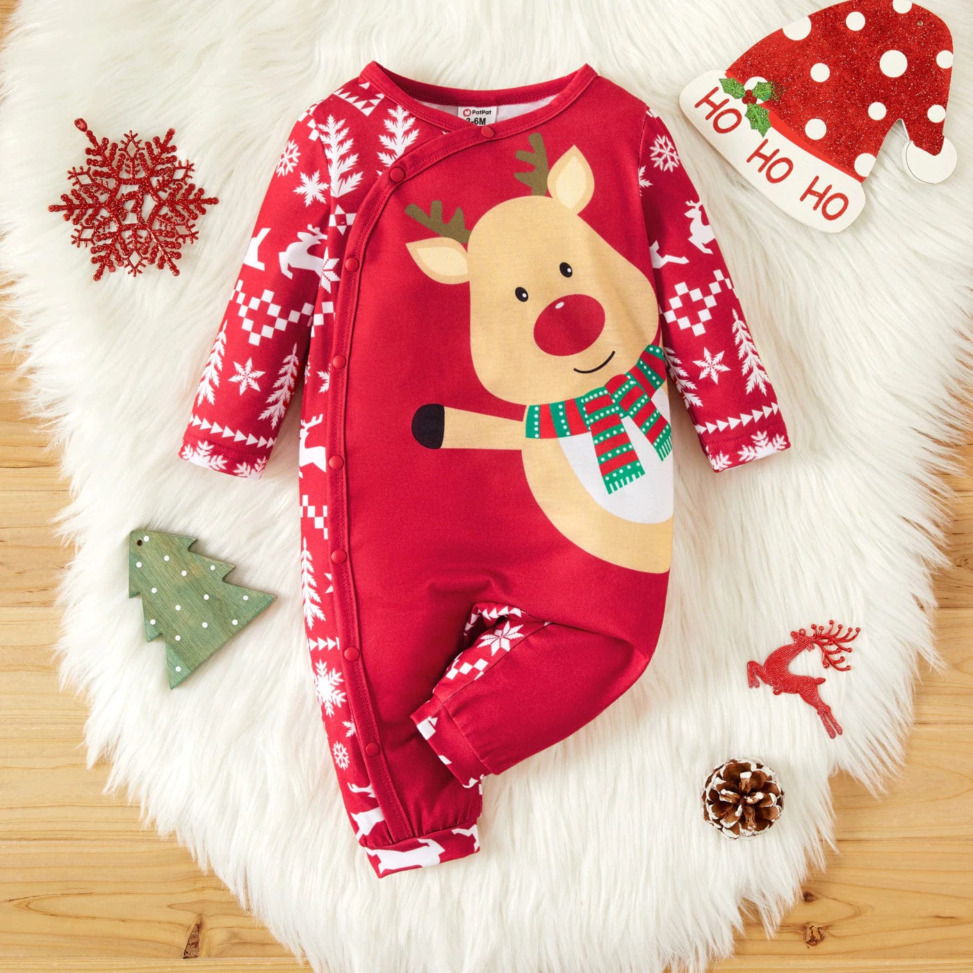 Little Wonders Children's Wear Jumpsuits Rudolph the Red Nose Reindeer Baby Jumpsuit